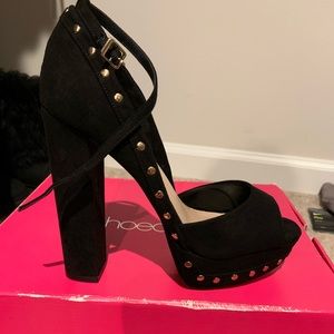 Open toe studded heels